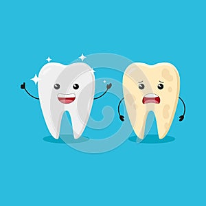 Tooth before and after whitening infographic element concept