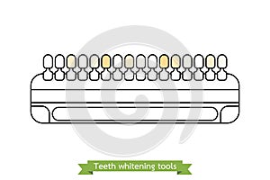 Tooth whitening tool - comparison of dental whiteness - cartoon vector outline style