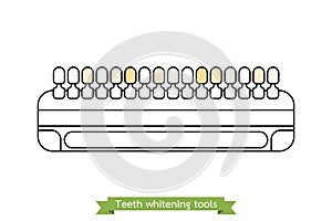 Tooth whitening tool - comparison of dental whiteness - cartoon vector outline style photo