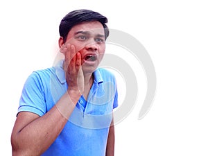 Toothache, health care concept, Teeth Problem, young man suffering from tooth pain