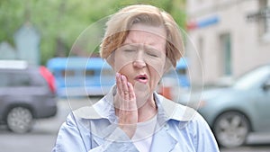 Toothache, Outdoor Old Woman with Tooth Pain