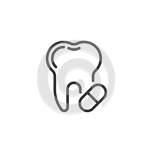 Toothache painkiller tablet line icon