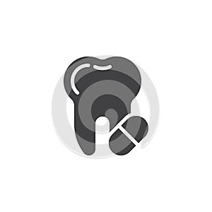 Toothache painkiller tablet vector icon