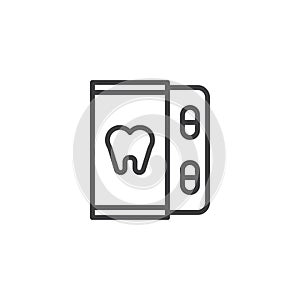 Toothache painkiller tablets outline icon