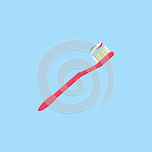 Toothbrush with paste flat icon