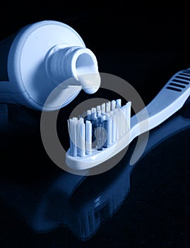 Toothbrush and toothpaste.