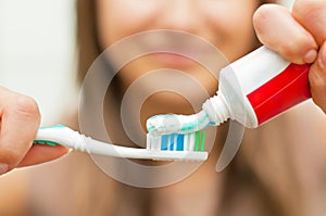 Toothbrush with toothpaste photo