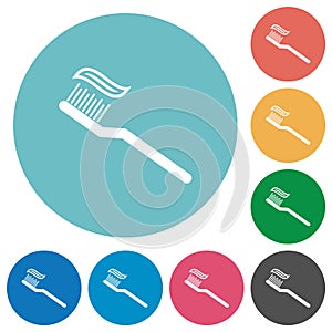 Toothbrush with toothpaste flat round icons photo