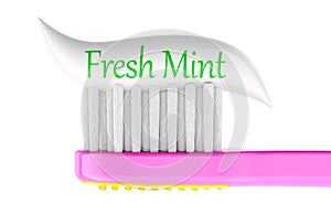 Toothbrush with toothpaste Fresh Mint. 3D rendering