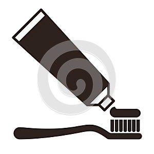 Toothbrush and toothpaste icon