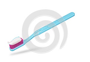 Toothbrush with toothpaste isolated on white background