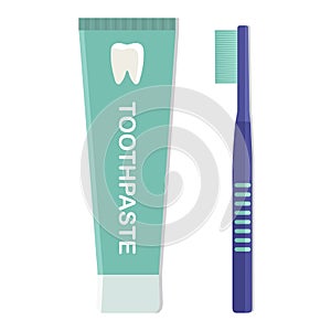 A toothbrush and toothpaste. Oral hygiene. Dental health.