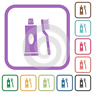 Toothbrush and toothpaste tube simple icons