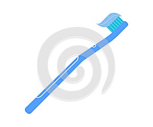 Toothbrush with toothpaste. Vector illustration in flat style on white isolated background.