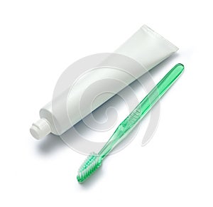 Toothbrush and Tube of Toothpaste