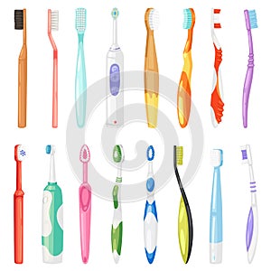 Toothbrushe vector dental hygiene tooth brush for brushing teethwith toothpaste illustration dentistry set of brushed