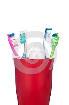 Toothbrushes in a cup photo
