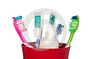 Toothbrushes in a cup