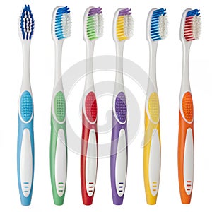 Toothbrushes with Different Colors isolated on white background