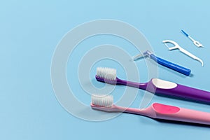 Toothbrushes, flossing toothpick and interdental toothpick brushes