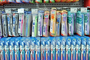 Toothbrushes in a supermarket