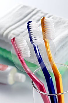 Toothbrushes, toothpaste and towels