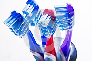 Toothbrushes on a white background