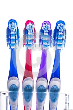 Toothbrushes on a white background