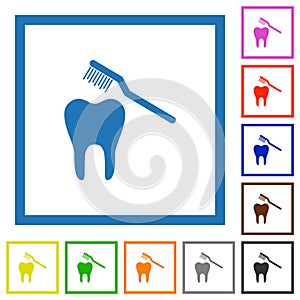 Toothbrushing flat framed icons