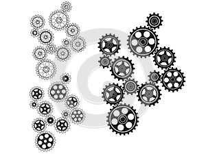 Toothed gears in a single mechanism