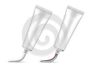 Toothpaste empty white tube mockup product set