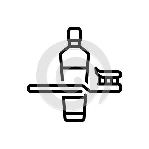 Black line icon for Toothpaste, dentifrice and teeth