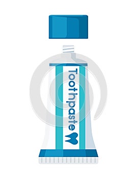 Toothpaste in a plastic tube with a label vector illustration isolated on white background
