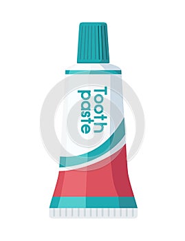 Toothpaste in a plastic tube with a label vector illustration isolated on white background
