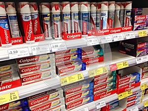 Toothpaste on the shelves - colgate