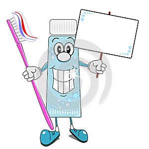 Toothpaste & toothbrush cartoon