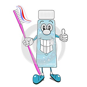 Toothpaste & toothbrush cartoon