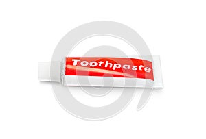 Toothpaste tube isolated on white background photo