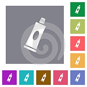 Toothpaste tube square flat icons