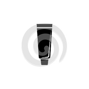 Toothpaste Tube, Tooth Cream Container. Flat Vector Icon illustration. Simple black symbol on white background