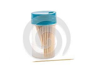 Toothpick box on white background