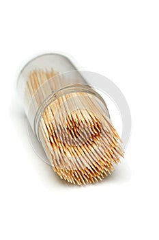 Toothpick in a box On a white background.