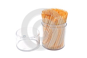 Toothpicks isolated on white background. Made with natural bamboo for home, restaurant