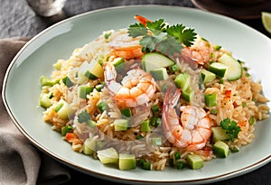 A toothsome plate shrimp fried rice,but instead shrimp use diced honeydew melon