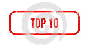 top 10 - red grunge rubber, stamp