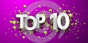 Top 10 sign with gold stars. Rating header.