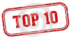 top 10 stamp. top 10 rectangular stamp on white background