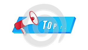 Top 10 - Top Ten colorful label on white background. Motion graphics.