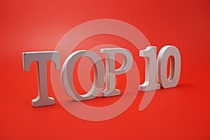 Top 10 Word alphabet letters on red background