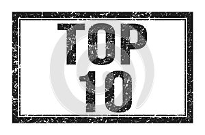 TOP 10, words on black rectangle stamp sign